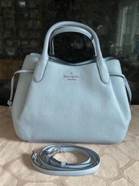 Kate Spade Pebbled Leather LARGE Dumpling Satchel - Muted Blue